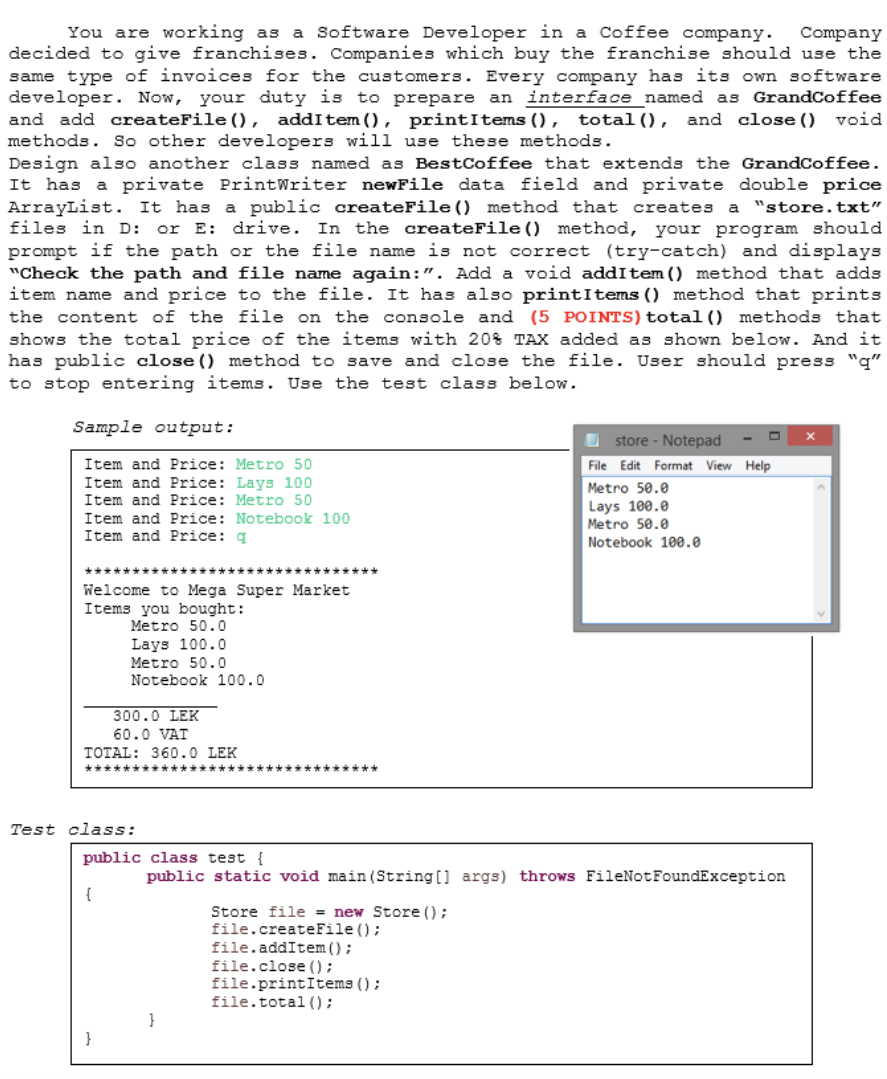  java program, please do it with some coments You are working