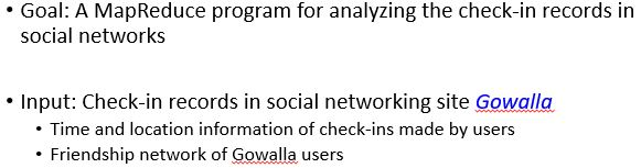 How to make a mapreduce program for analizing check-in records in social