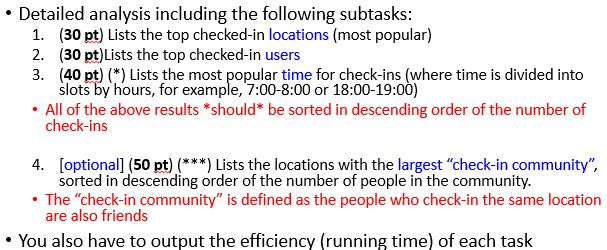 for analying he check-in lecerdsi social networks Input: Check-in records in social