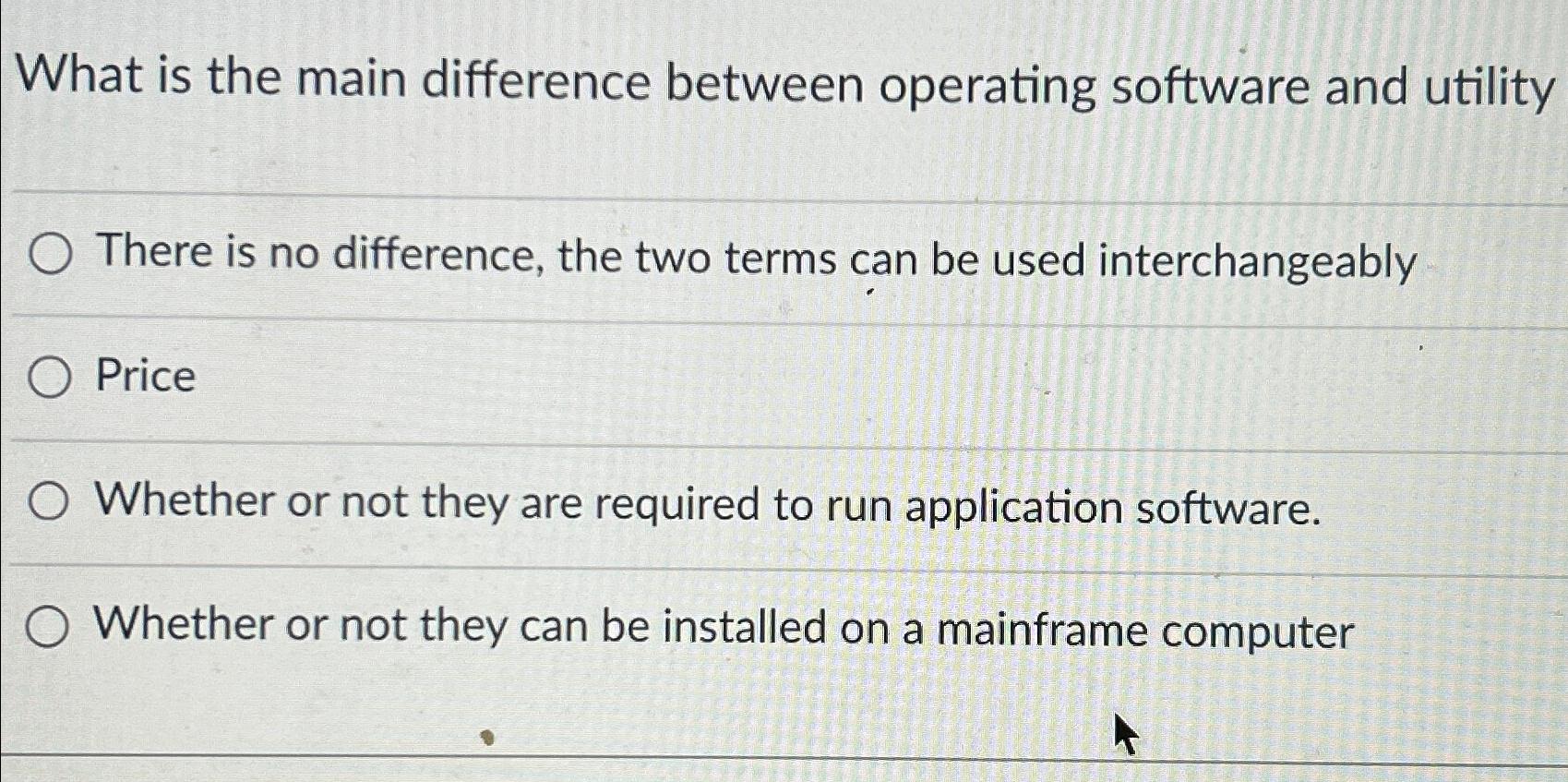  What is the main difference between operating software and utility There
