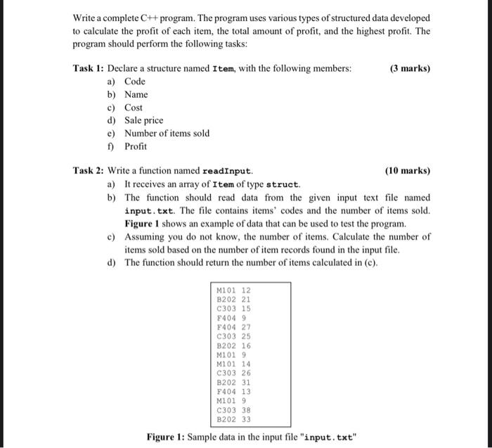  Write a complete C++ program. The program uses various types of