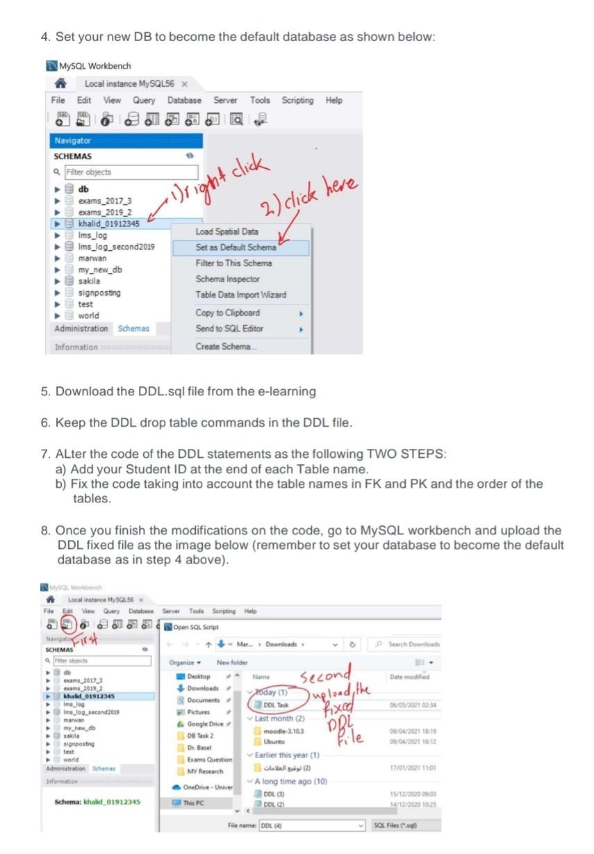 4. Set your new DB to become the default database as