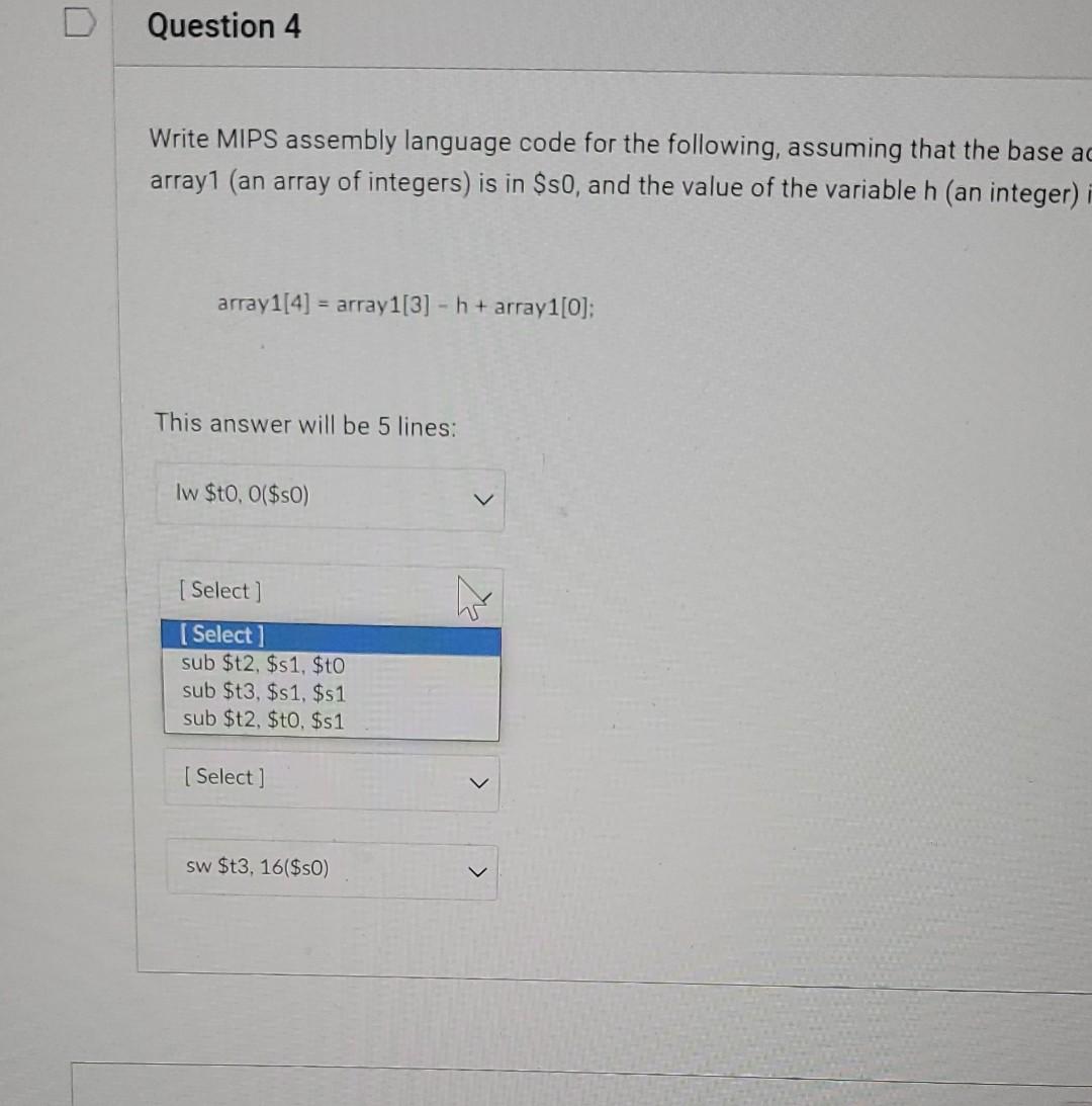 following, assuming that the base address of array1 (an array of integers)
