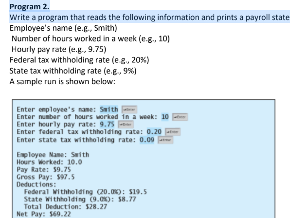  In java pls Program 2. Write a program that reads the