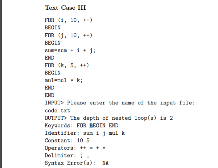 In this problem, you should implement the lexical analysis task for a
