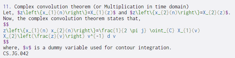  11. Complex convolution theorem (or Multiplication in time domain) Let, $z\left\{x_{1}(n)