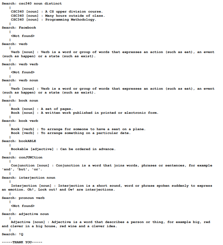 from users and uses the input as search key to look up