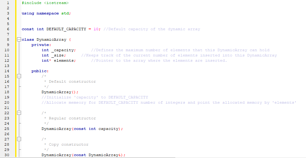 Dynamic array - C++ I need help implementing these functions please. The