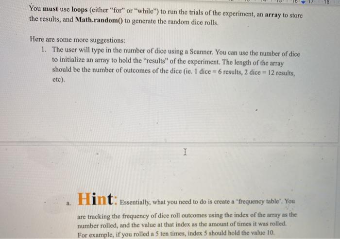 the project DiceExperiment, and make sure the box at the bottom for