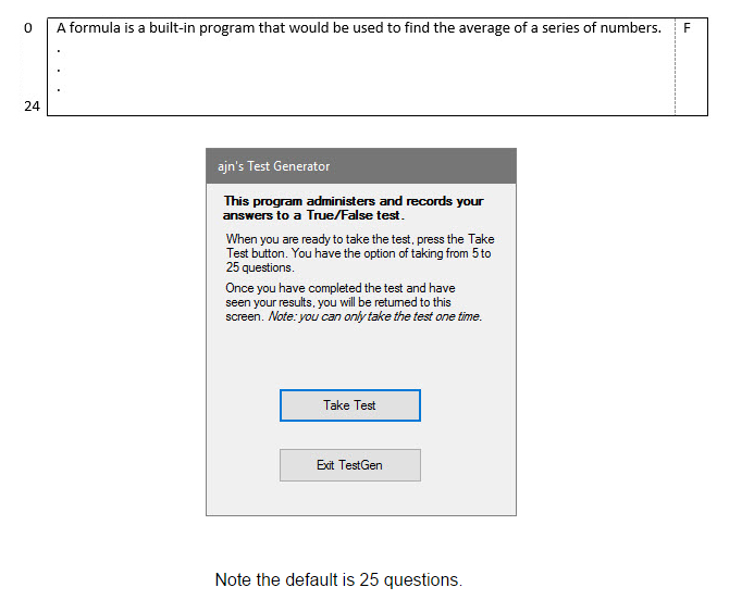 file? test questions and data Excel Exam Name___________________________________ TRUE/FALSE. Circle 'T' if