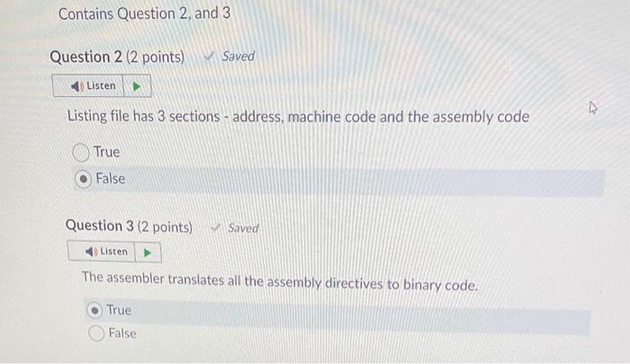  Listing file has 3 sections - address, machine code and the