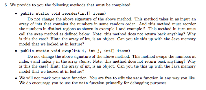 method reorder. This method takes in as input an array of *