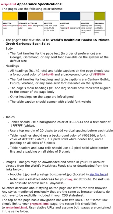 and CSS. You will create two XHTML web pages and a CSS