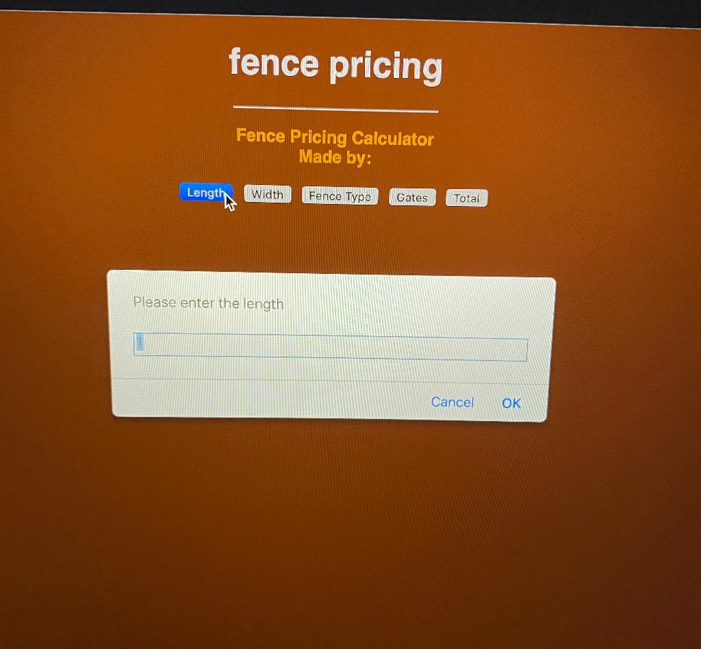 Lab6 Fence-PricingProgram (HTML CODING FOR WEBSITE) Create a program that will calculate
