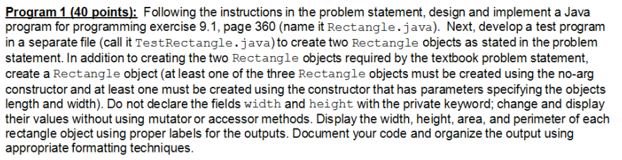  Program 1 (40 points: Following the instructions in the problem statement,