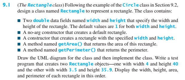design and implement a Java program for programming exercise 9.1, page 360