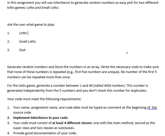 In this assignment you will use inheritance to generate random numbers