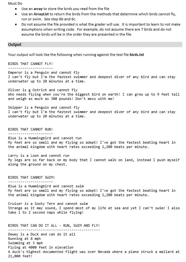 as listed in the table Type Key Letter Swimming Flying Running Penguin