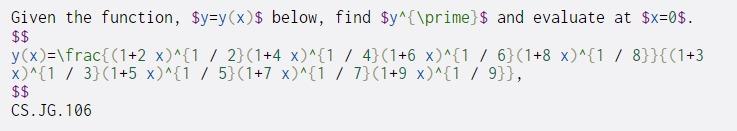  Given the function, $y=y(x) $ below, find $y^{\prime} $ and evaluate