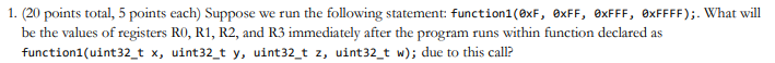 ARM Cortex M4 Processors 1. (20 points total, 5 points each) Suppose
