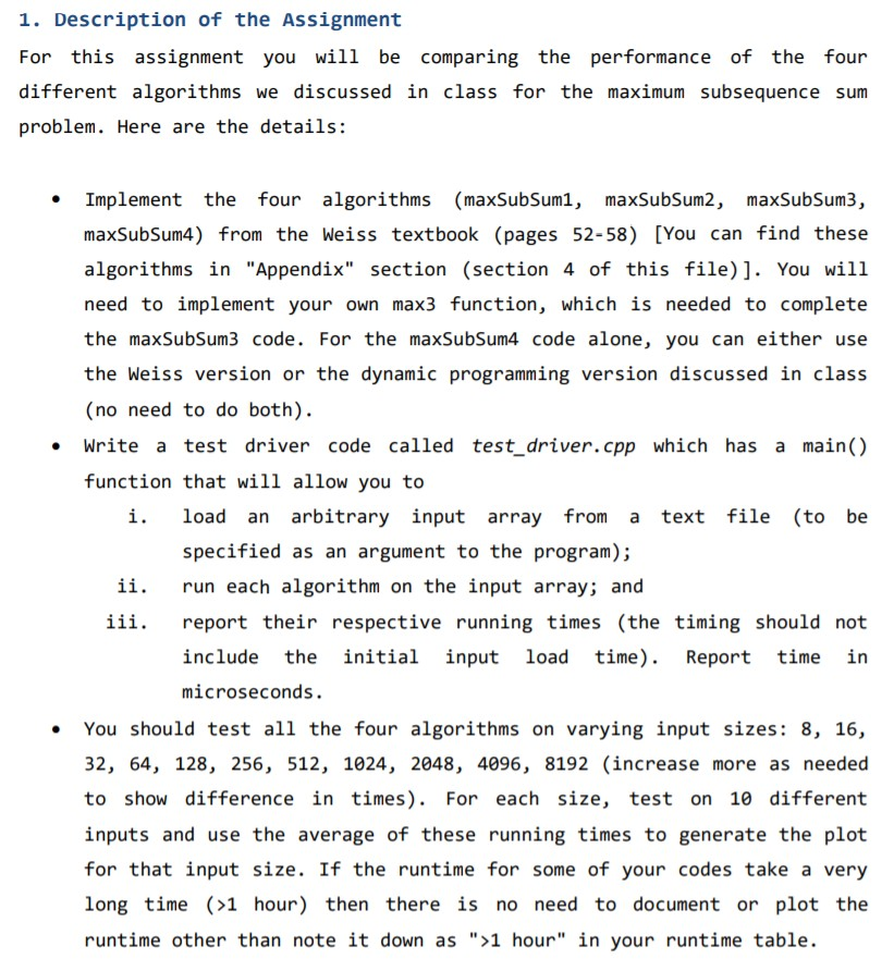 In C++ maximum subsequence sum problem input file and algorithm: https://bit.ly/2NEpZxK algorithm