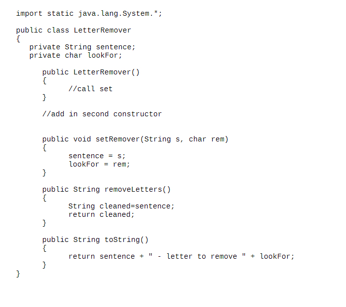 are the skeleton code mentioned in the first (both in different classes).