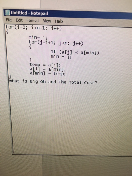  Untitled-Notepad File Edit Format View Help for (i-0; i