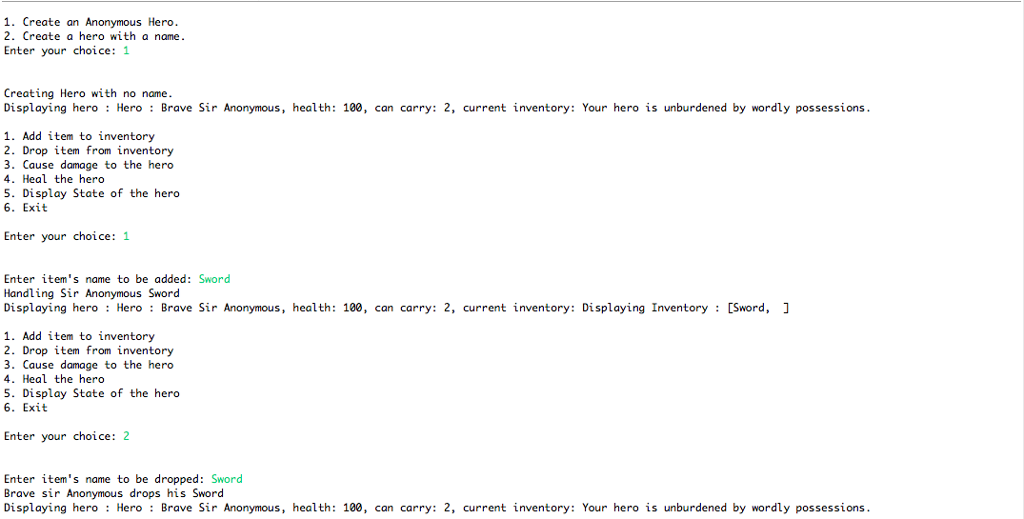 TO CONCATENATE THE INVENTORY METHOD. ALSO THE TESTER MUST WORK AS INTENDED.