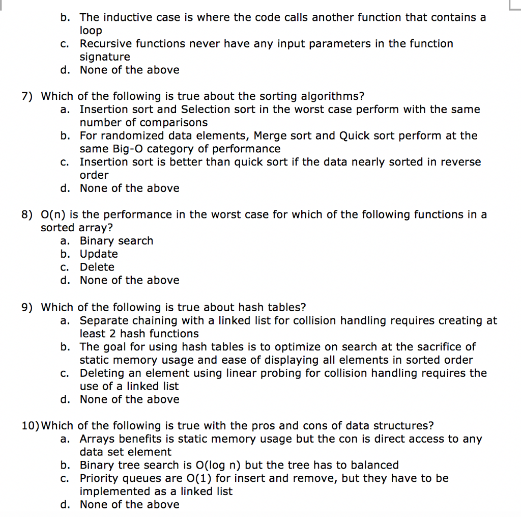 answers that apply. More than one answer can be circled and D
