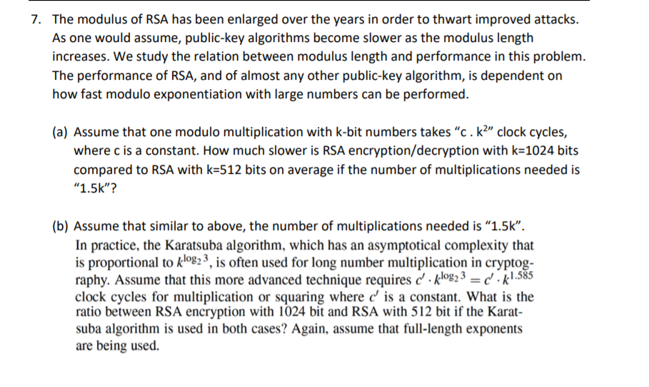 Book : understanding cryptography (PLEASE ANSWER A & B) The modulus of