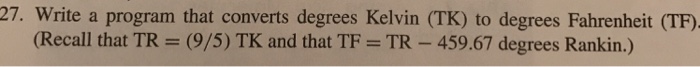 set of problems involves conversions of a value in one unit to