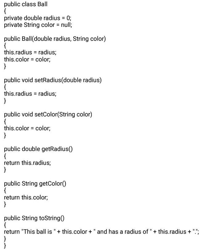 use of the super reference. Task: Create a project called Bowling Ball_FirstName_LastName