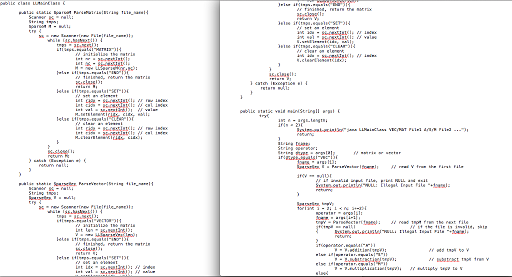 executed. Nodes in the linked list are nonzero elements of the vector,