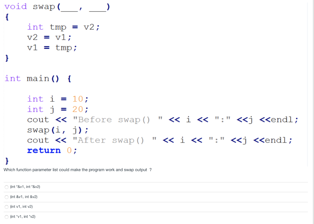 which line should you use? int main() { int a=5, b=10; int