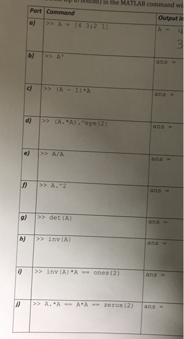  Matlab lUp LU DOttom) in the MATLAB command wi Part Command