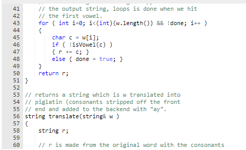 std; /* // return true iff c is a vowel // just