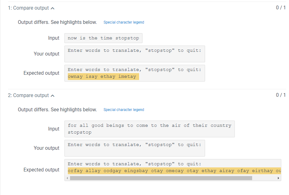 string which is the input w with // initial consonants stripped off