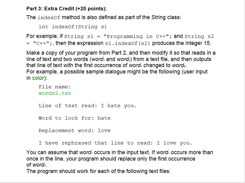 3 needed ! words1.txt Java is great. great wonderful words2.txt I love