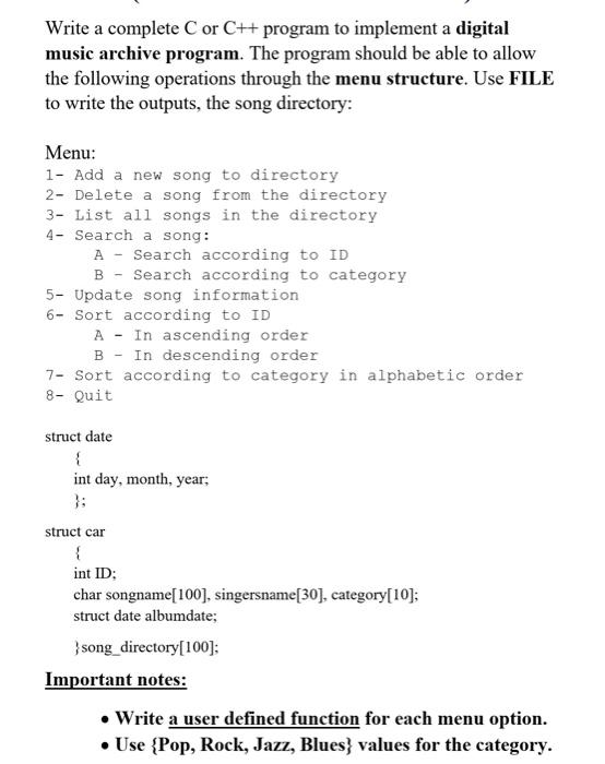  Write a complete C or C++ program to implement a digital