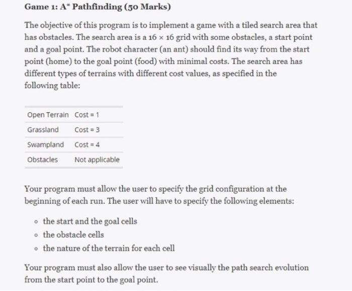 (50 Marks) The objective of this program is to implement a game