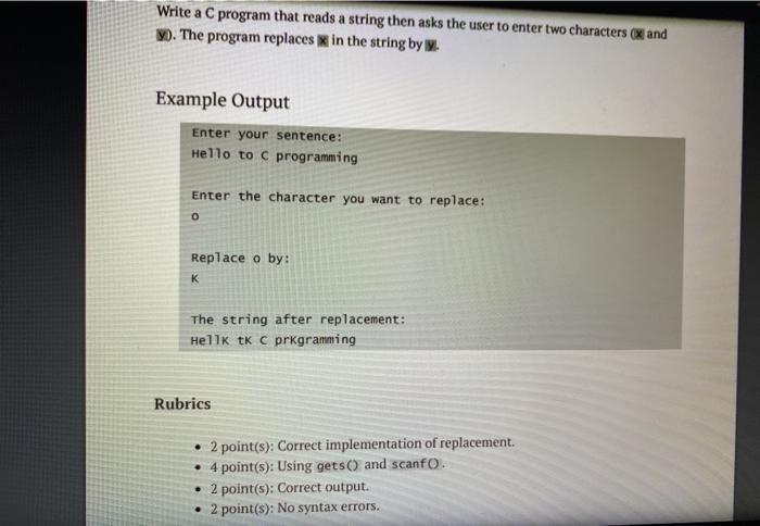  Write a C program that reads a string then asks the