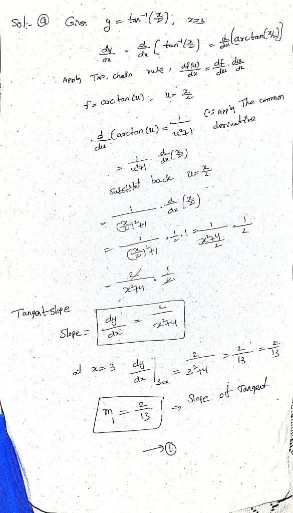 3) Find the equation of the normal curve of y = tan