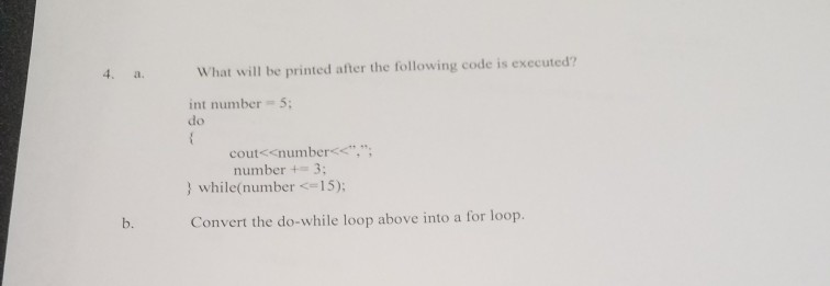  answer6 a. What will be printed after the following code is