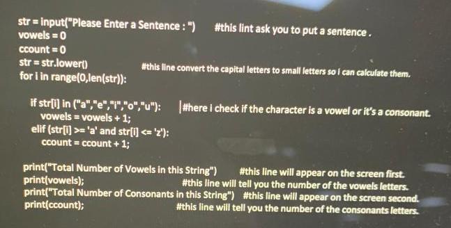 I want the flowchart of this code str = input("Please enter