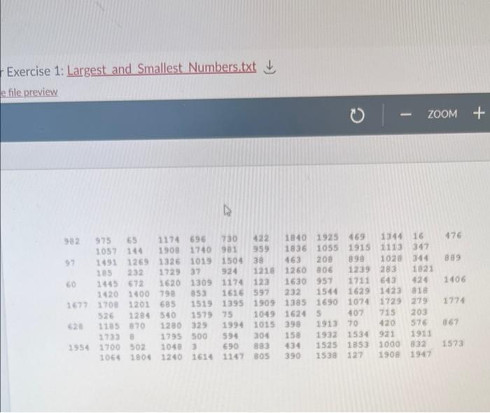 and Smallest Numbers" Write a program that loads a 6 x 24