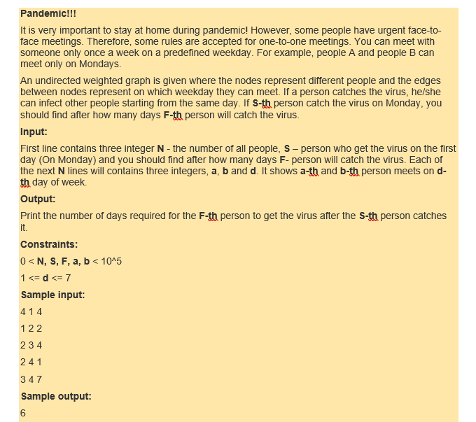 Explanation: write the program in c++ Pandemic!!! It is very important