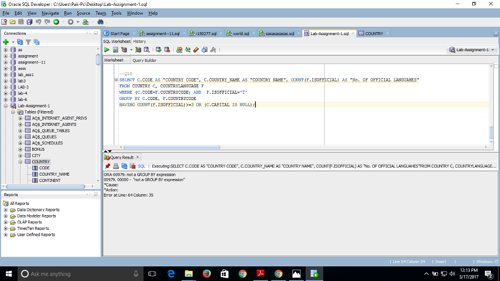 PLEASE HELP ME WITH THIS ORACLE SQL QUERY. I HAVE ALSO UPLOADED