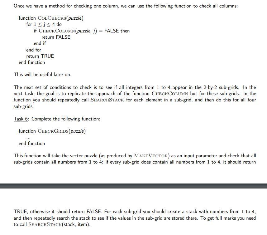 Please use PSEUDOCODE for solution Once we have a method for checking