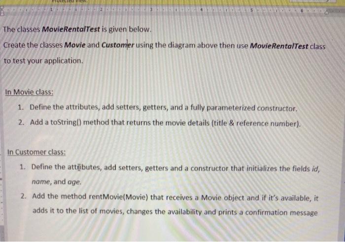 defined by the classes shown in the figure below. The diagram shows