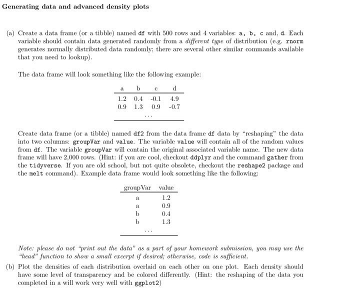  R programming (R Studio) Generating data and advanced density plots (a)